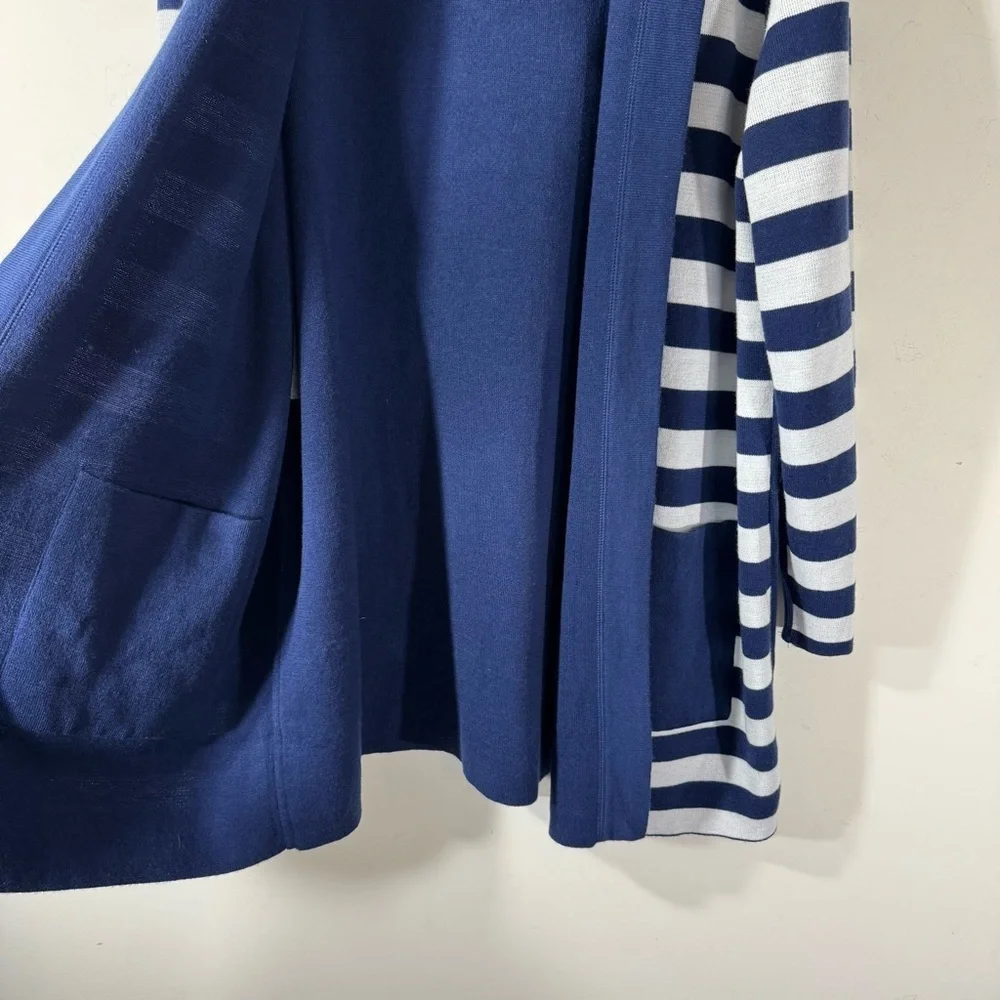 Chico’s Zenergy Reversible Navy White Stripe Cardigan Sweater NWT - Picture 7 of 14